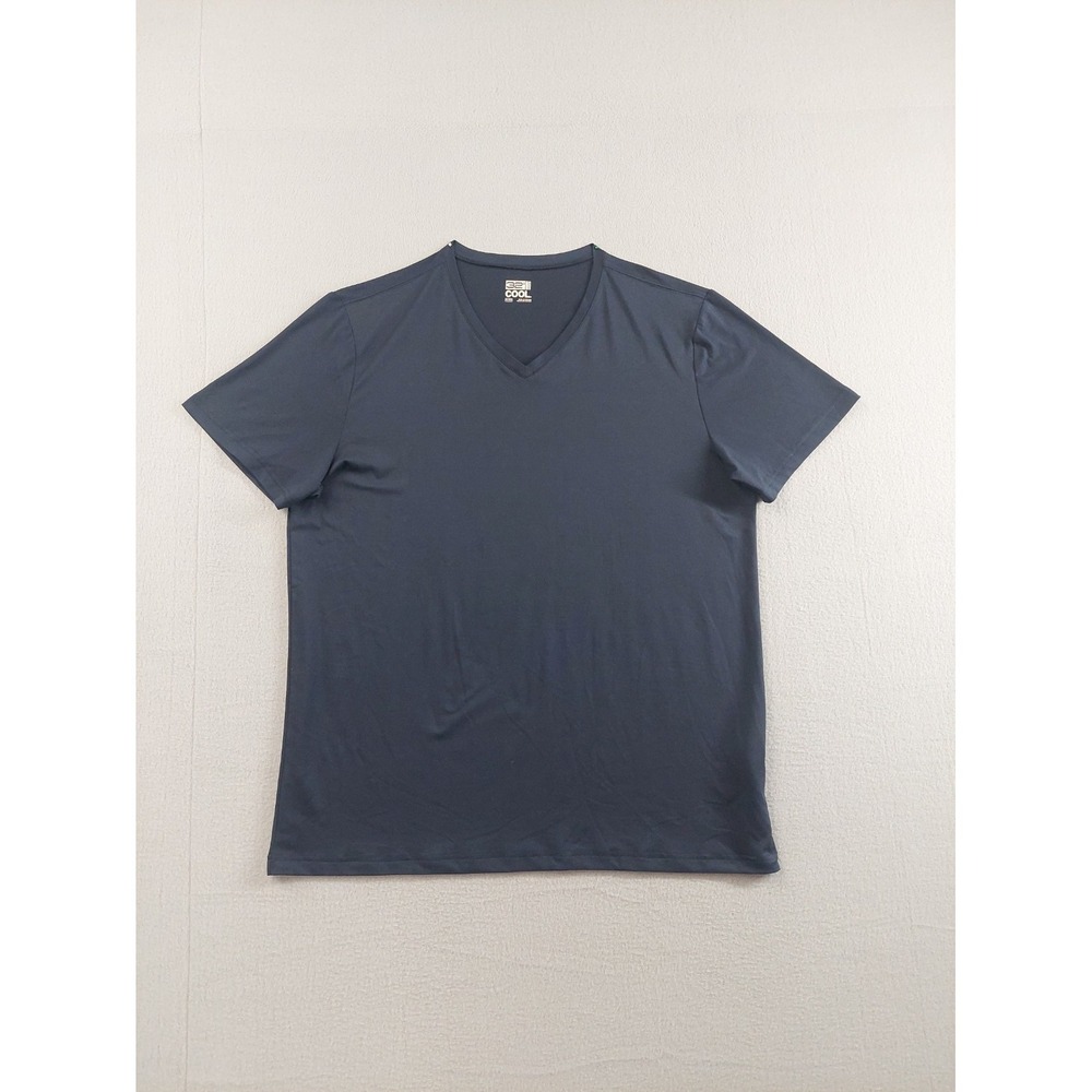 32 Degree Men Shirt XL Blue V Neck Logo Short Sleeve Pullover Comfort Casual Tee